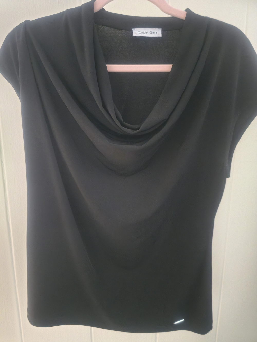 Calvin Klein Black Cowl Neck Short Sleeve Blouse
